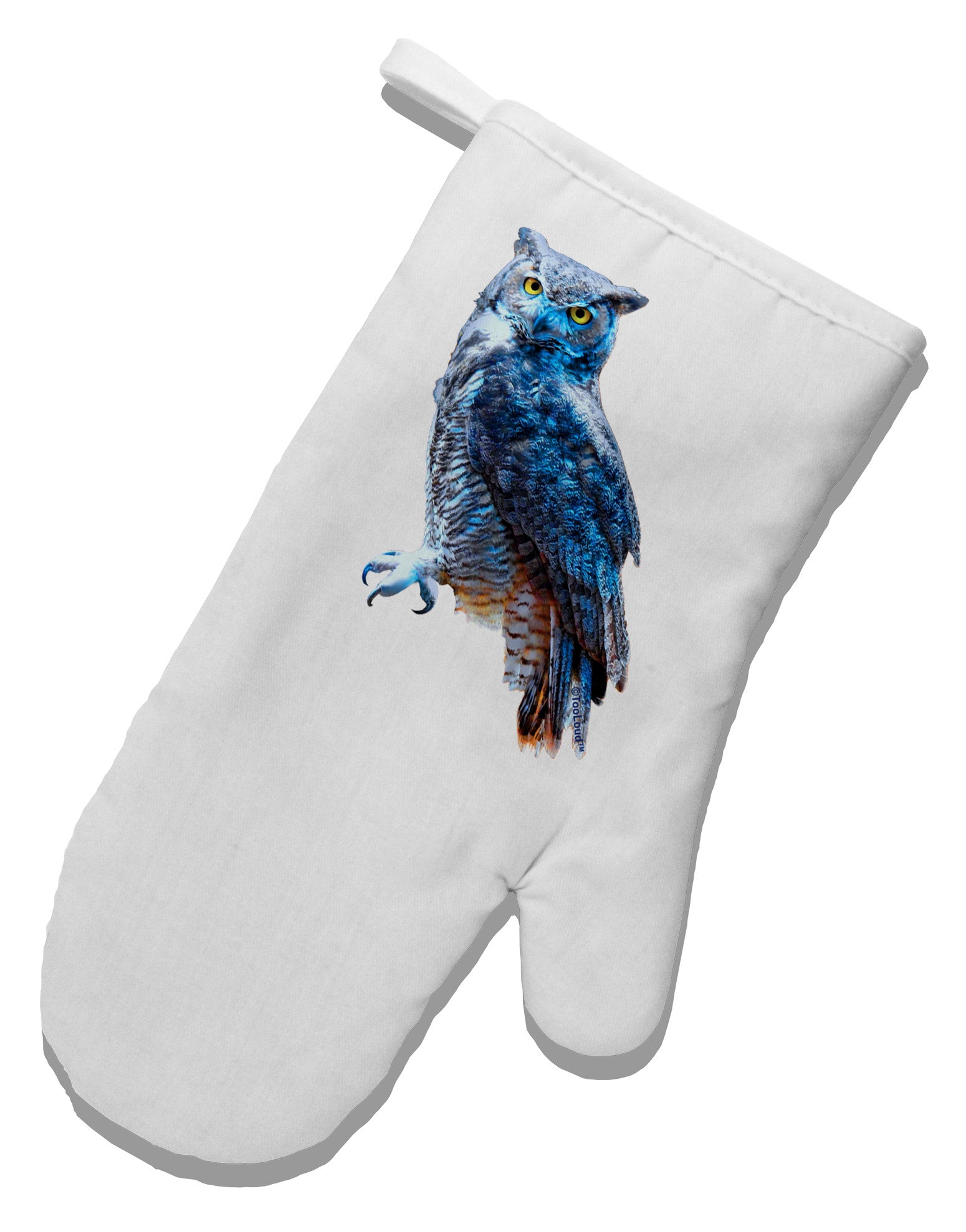 Colorful Great Horned Owl White Printed Fabric Oven Mitt-Oven Mitt-TooLoud-White-Davson Sales