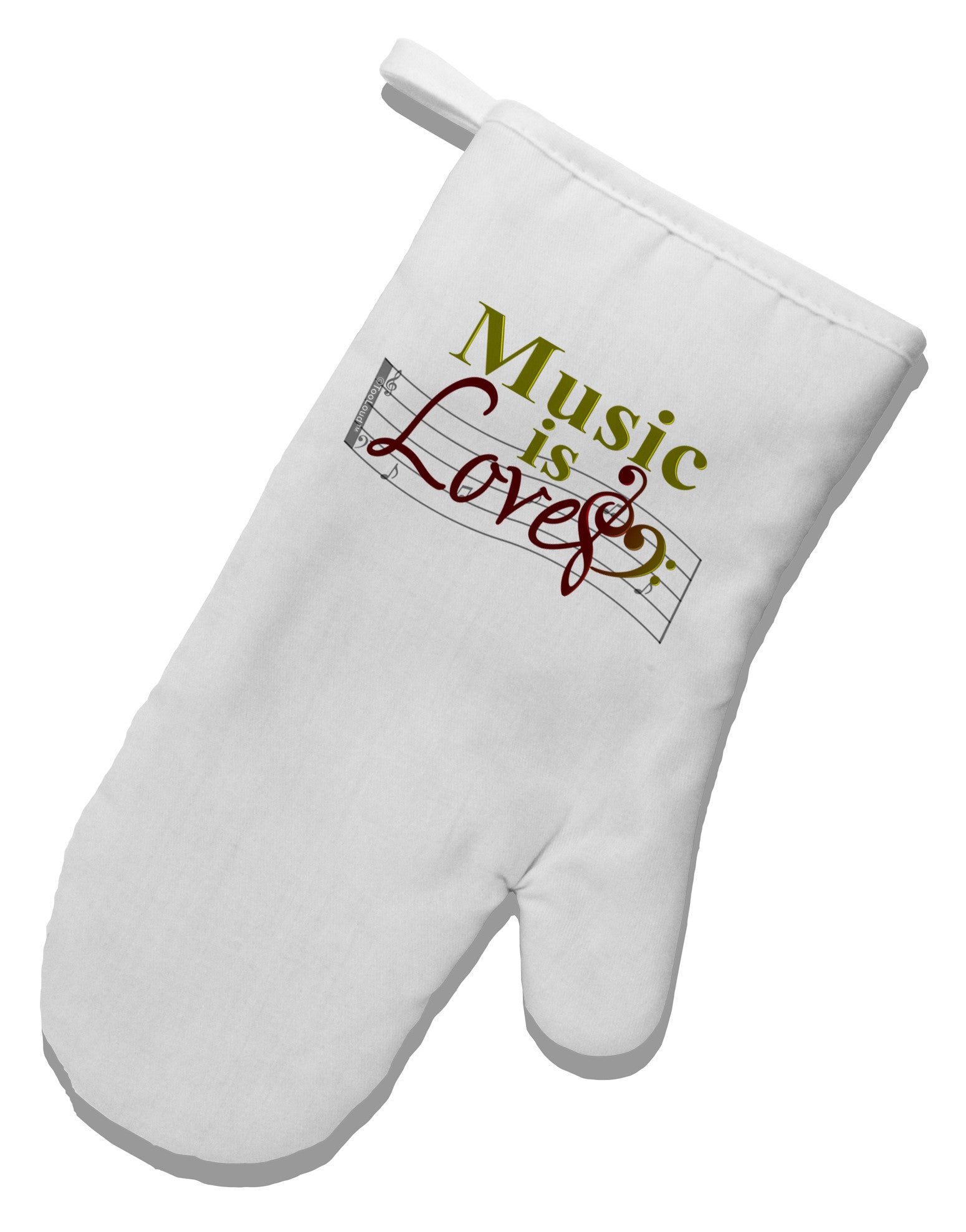 Music Is Love White Printed Fabric Oven Mitt-Oven Mitt-TooLoud-White-Davson Sales