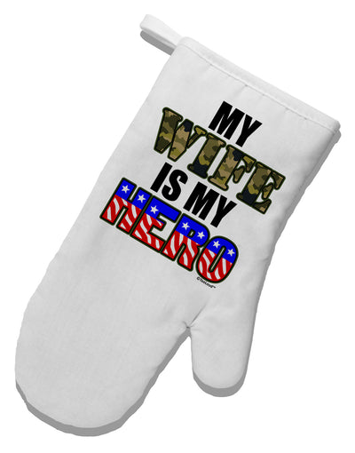 My Wife is My Hero - Armed Forces White Printed Fabric Oven Mitt by TooLoud-Oven Mitt-TooLoud-White-Davson Sales