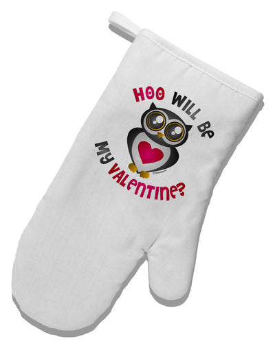 Hoo Will Be My Valentine White Printed Fabric Oven Mitt-Oven Mitt-TooLoud-White-Davson Sales