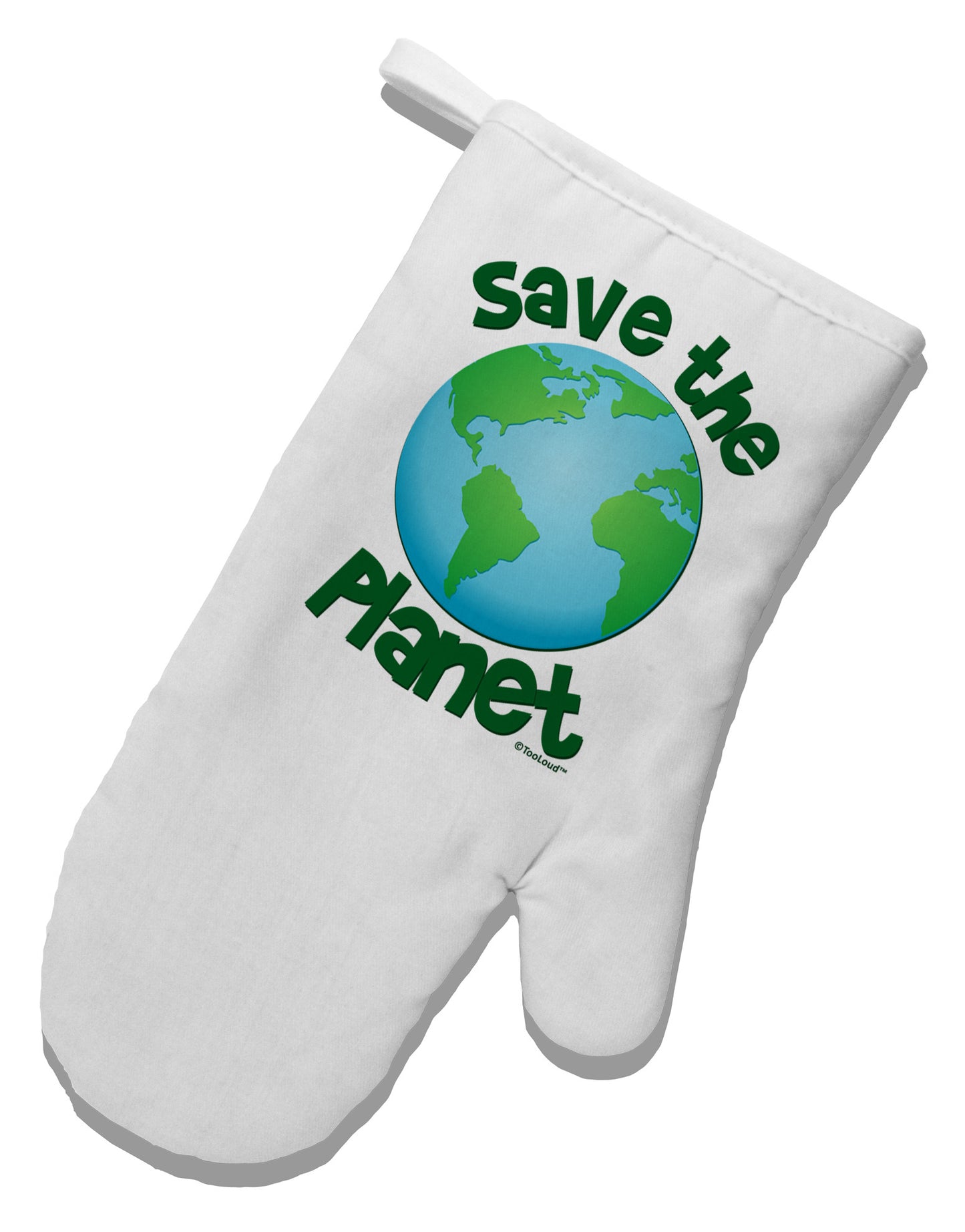 Save the Planet - Earth White Printed Fabric Oven Mitt-Oven Mitt-TooLoud-White-Davson Sales