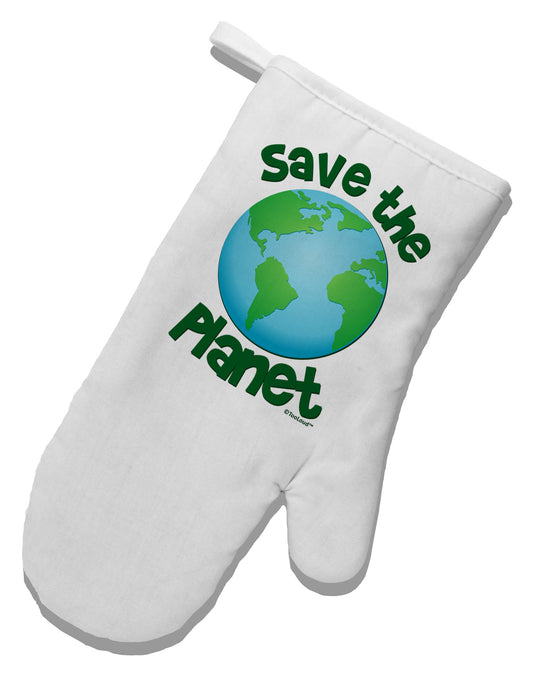 Save the Planet - Earth White Printed Fabric Oven Mitt-Oven Mitt-TooLoud-White-Davson Sales