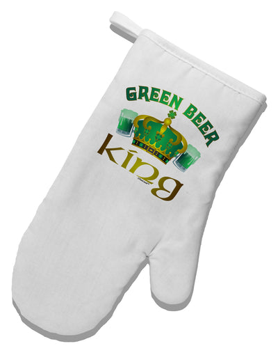 Green Beer King White Printed Fabric Oven Mitt-Oven Mitt-TooLoud-White-Davson Sales