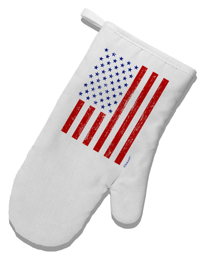 Red and Blue Stamp Style American Flag - Distressed White Printed Fabric Oven Mitt by TooLoud-Oven Mitt-TooLoud-White-Davson Sales