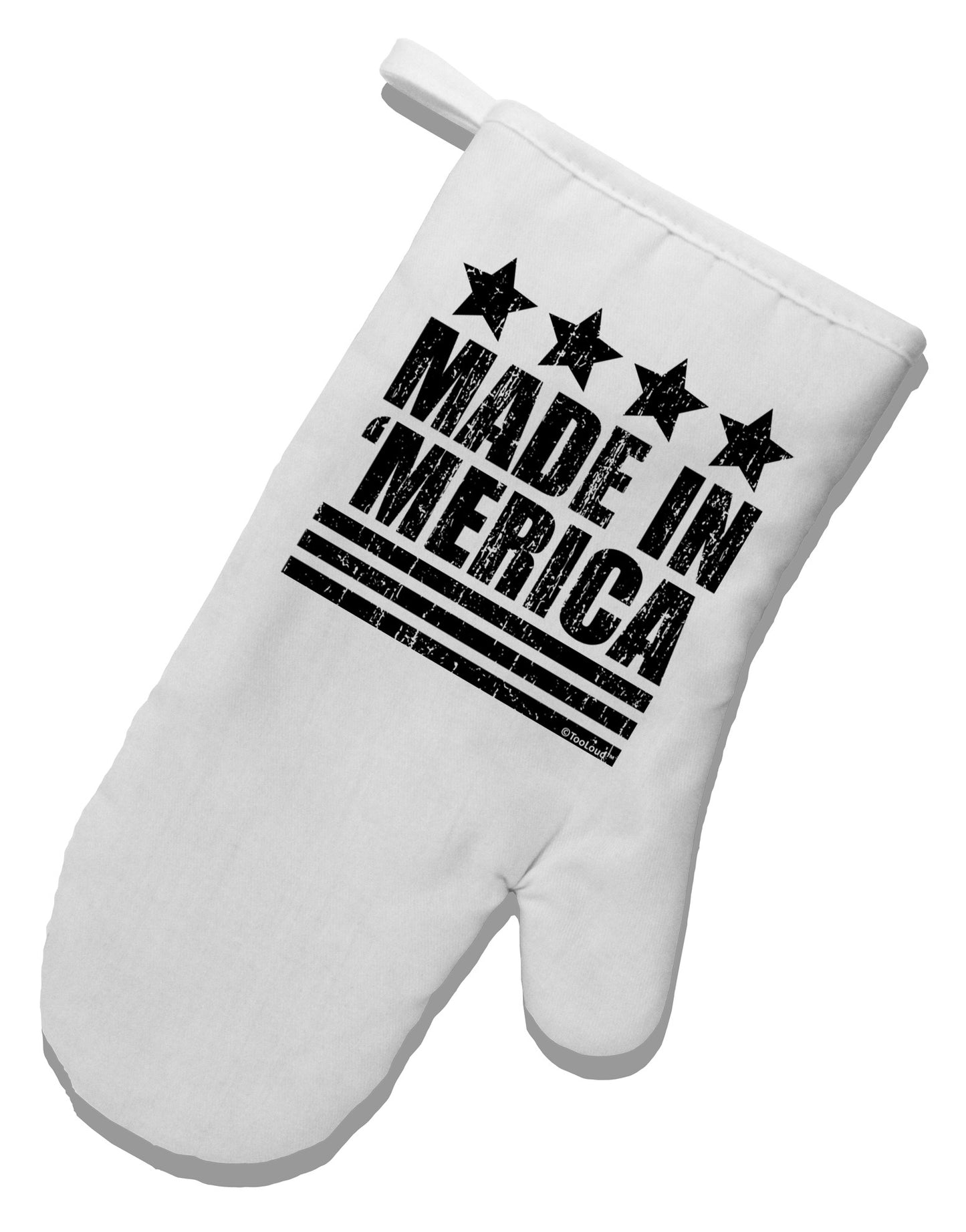 Made in Merica - Stars and Stripes Design White Printed Fabric Oven Mitt-Oven Mitt-TooLoud-White-Davson Sales