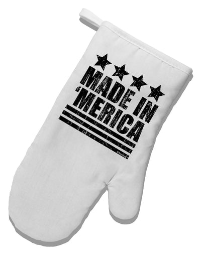 Made in Merica - Stars and Stripes Design White Printed Fabric Oven Mitt-Oven Mitt-TooLoud-White-Davson Sales