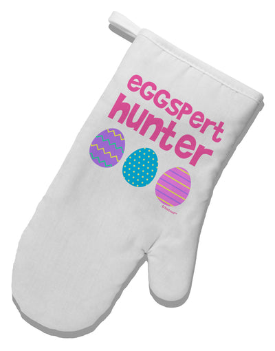 Eggspert Hunter - Easter - Pink White Printed Fabric Oven Mitt by TooLoud-Oven Mitt-TooLoud-White-Davson Sales