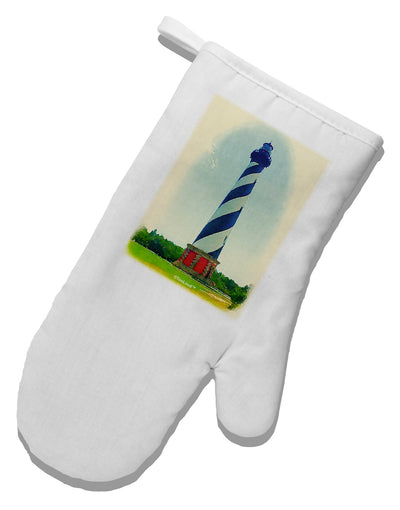 TooLoud Watercolor Lighthouse 1 White Printed Fabric Oven Mitt-Oven Mitt-TooLoud-White-Davson Sales