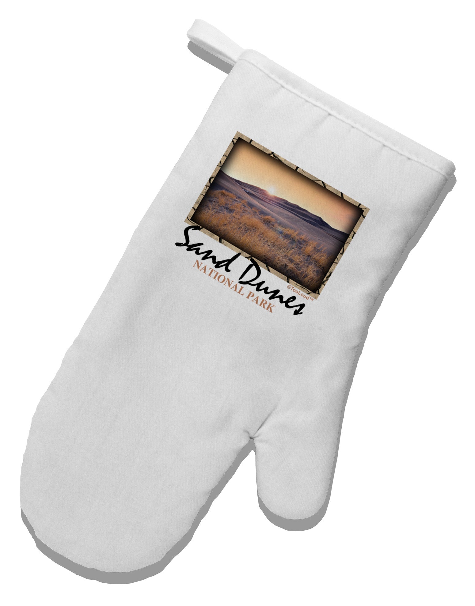 Colorado Sand Dunes Text White Printed Fabric Oven Mitt-Oven Mitt-TooLoud-White-Davson Sales