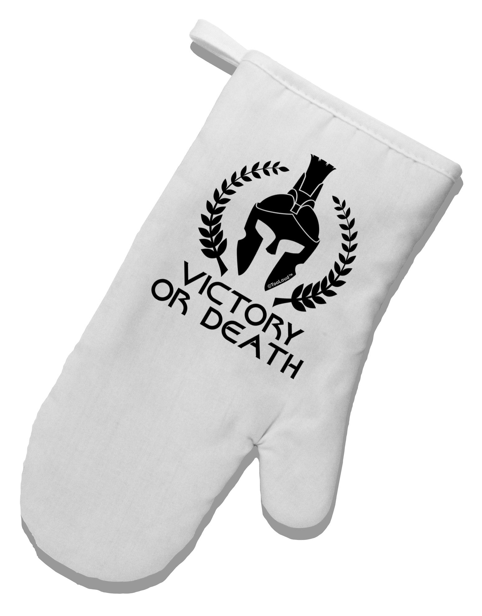 Spartan Victory Or Death White Printed Fabric Oven Mitt-Oven Mitt-TooLoud-White-Davson Sales