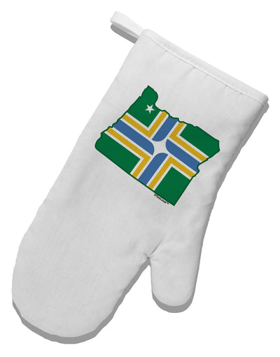 Portland Oregon Flag White Printed Fabric Oven Mitt-Oven Mitt-TooLoud-White-Davson Sales