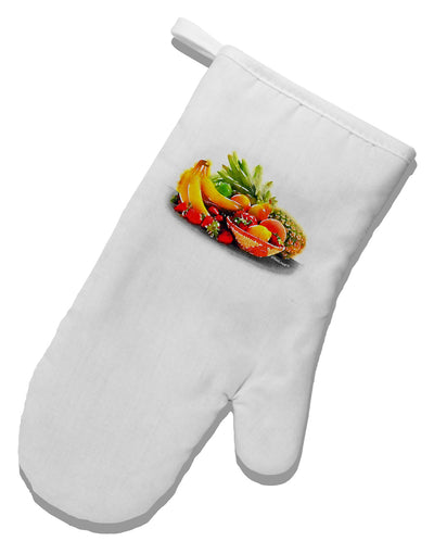 TooLoud Watercolor Fruit Bowl 1 White Printed Fabric Oven Mitt-Oven Mitt-TooLoud-White-Davson Sales