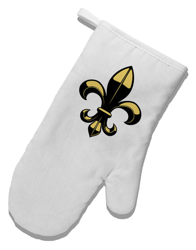 Golden Fleur de Lis White Printed Fabric Oven Mitt-Oven Mitt-TooLoud-White-Davson Sales