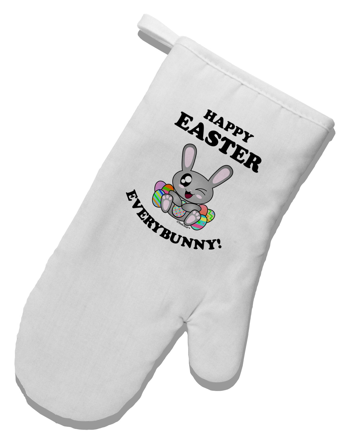 Happy Easter Everybunny White Printed Fabric Oven Mitt-Oven Mitt-TooLoud-White-Davson Sales