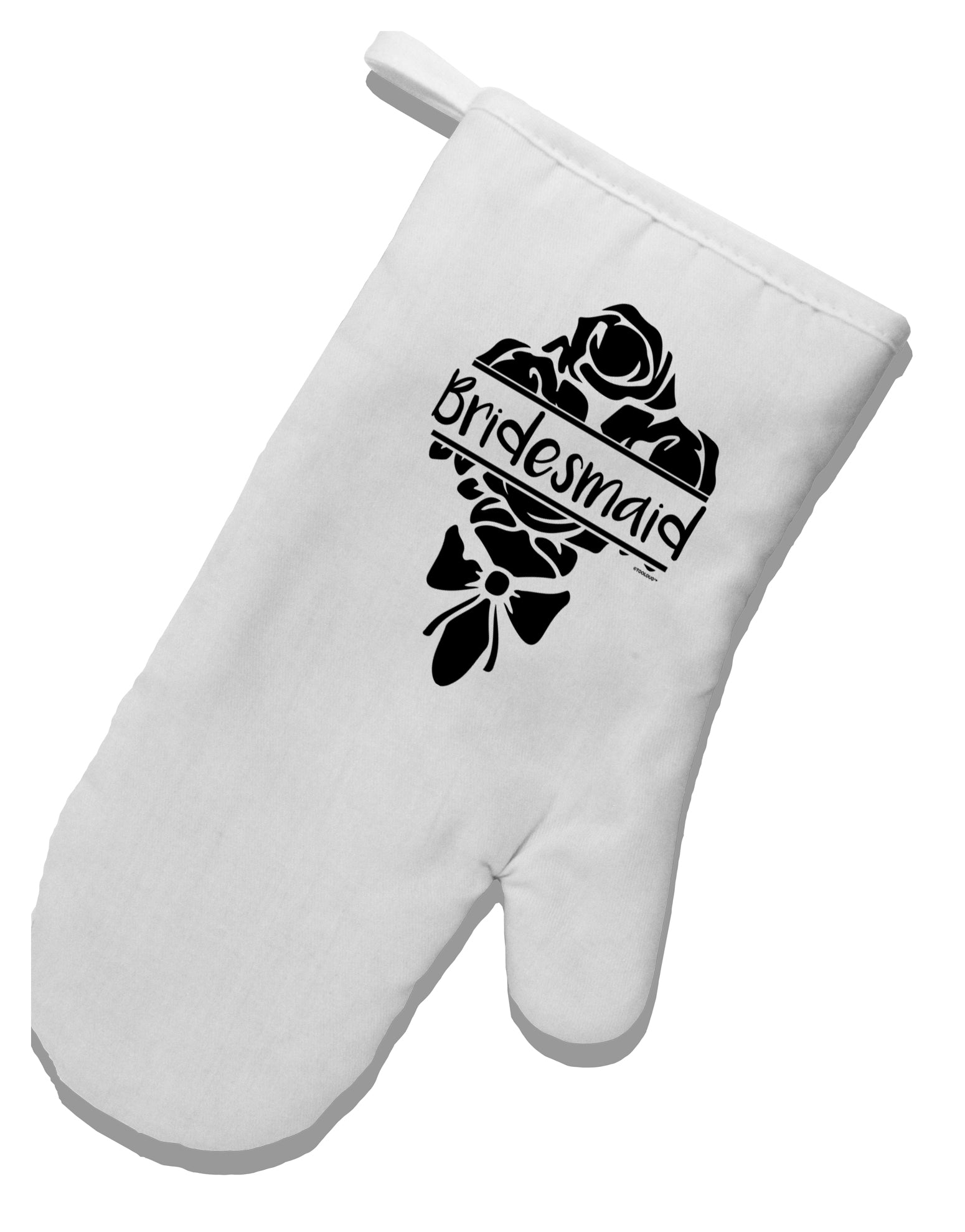 TooLoud Bridesmaid Bouquet Silhouette White Printed Fabric Oven Mitt-OvenMitts-TooLoud-Davson Sales