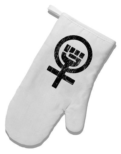 Distressed Feminism Symbol White Printed Fabric Oven Mitt-Oven Mitt-TooLoud-White-Davson Sales