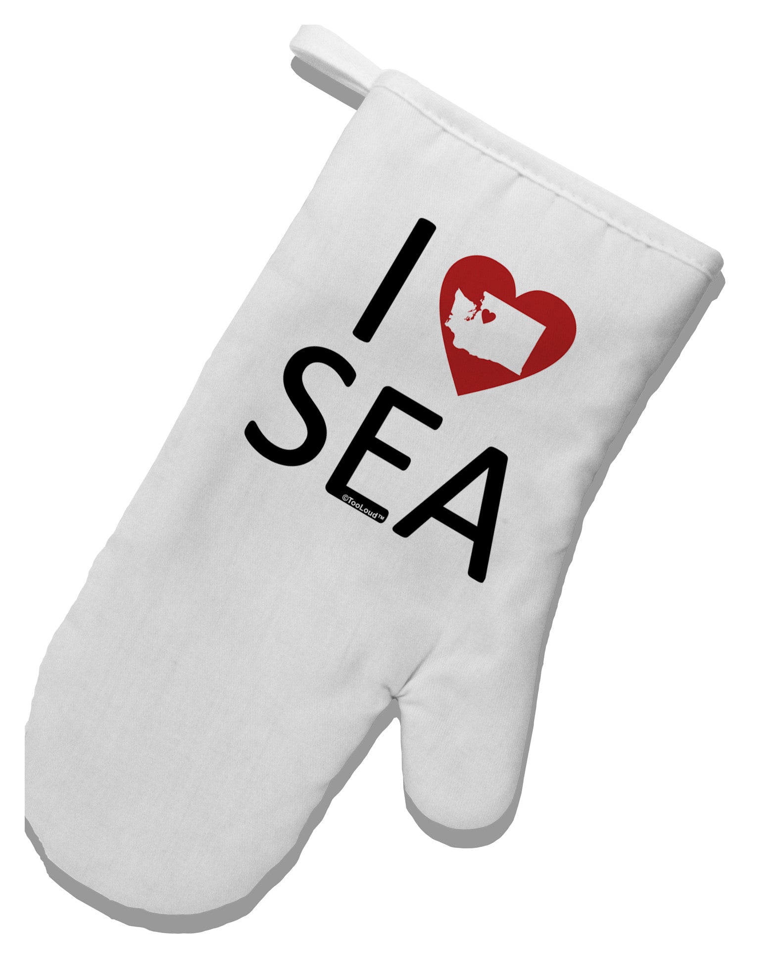 I Heart Seattle White Printed Fabric Oven Mitt-Oven Mitt-TooLoud-White-Davson Sales