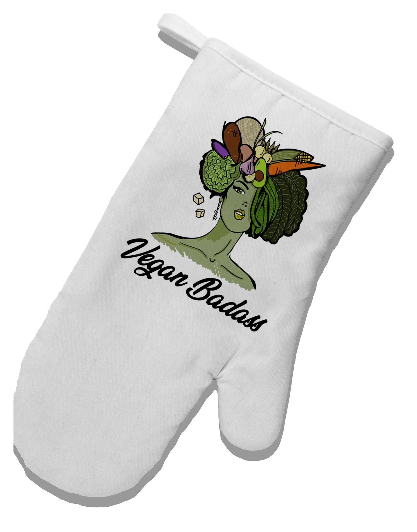 TooLoud Vegan Badass White Printed Fabric Oven Mitt-OvenMitts-TooLoud-Davson Sales