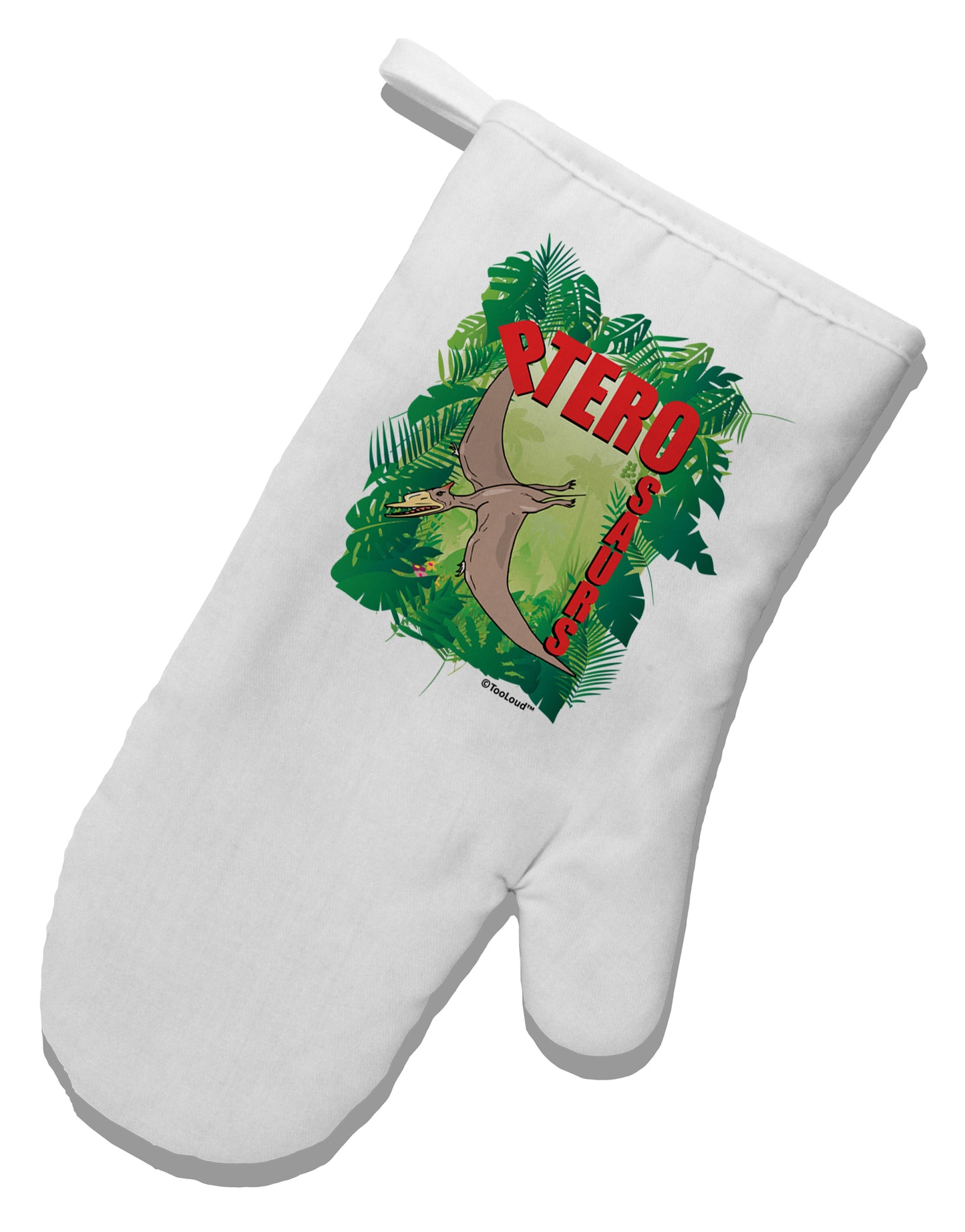 Pterosaurs - With Name White Printed Fabric Oven Mitt by TooLoud-Oven Mitt-TooLoud-White-Davson Sales