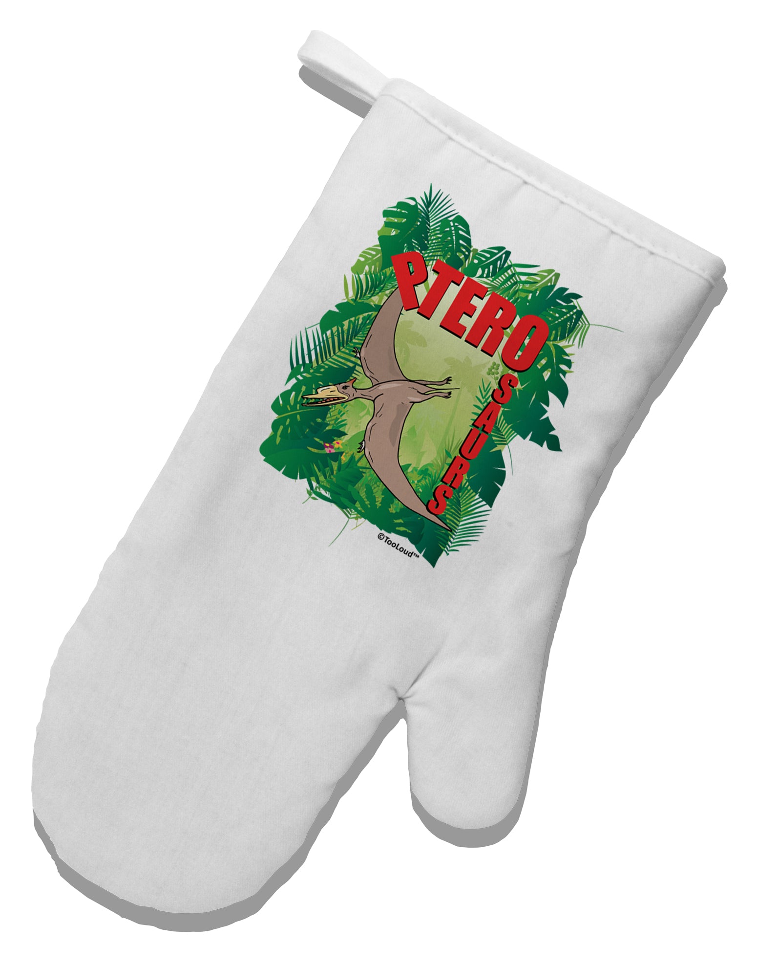 Pterosaurs - With Name White Printed Fabric Oven Mitt by TooLoud-Oven Mitt-TooLoud-White-Davson Sales