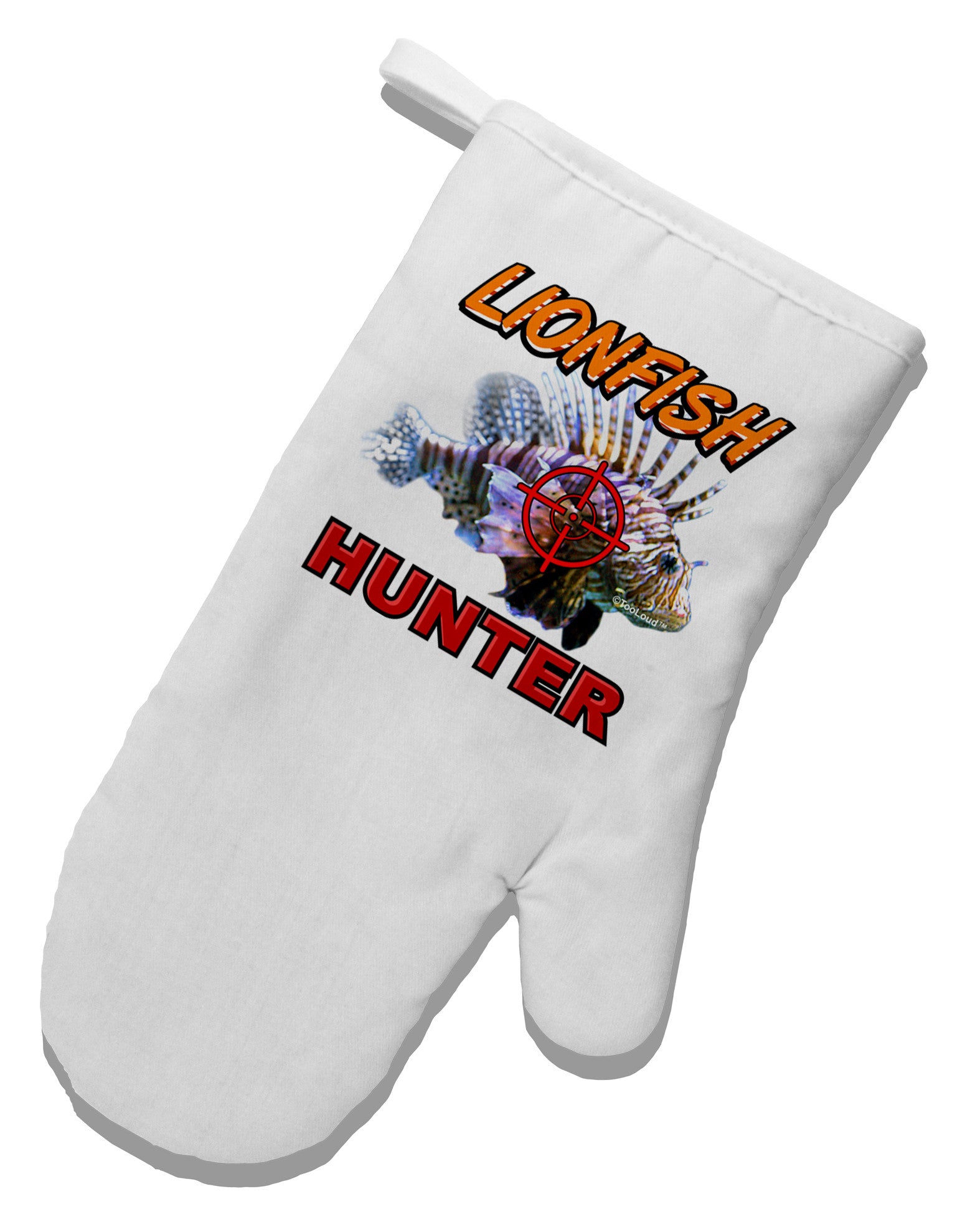 Lionfish Hunter White Printed Fabric Oven Mitt-Oven Mitt-TooLoud-White-Davson Sales
