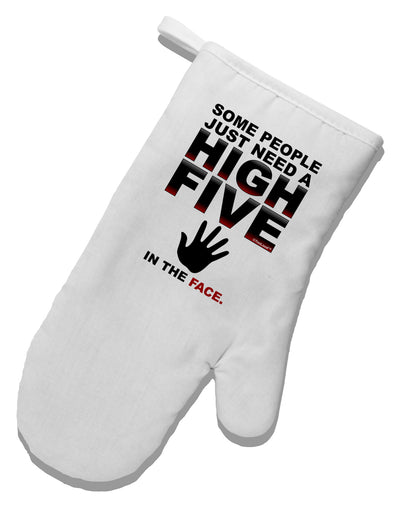 High Five In The Face White Printed Fabric Oven Mitt-Oven Mitt-TooLoud-White-Davson Sales