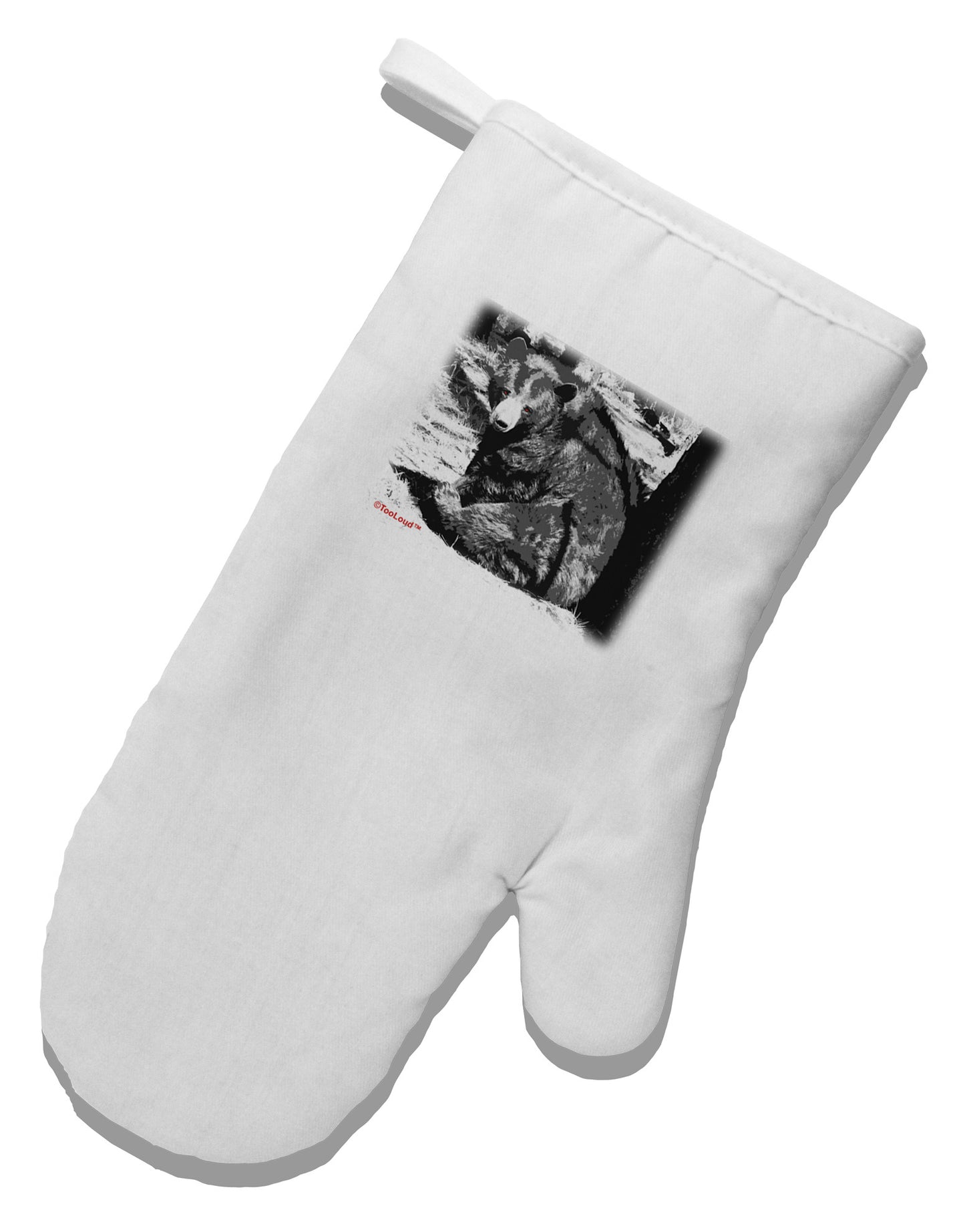 Creepy Black Bear White Printed Fabric Oven Mitt-Oven Mitt-TooLoud-White-Davson Sales