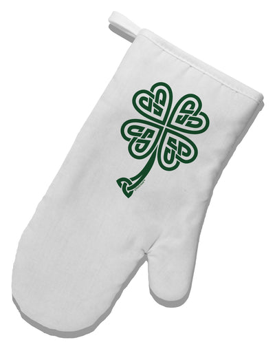 Celtic Knot 4 Leaf Clover St Patricks White Printed Fabric Oven Mitt-Oven Mitt-TooLoud-White-Davson Sales