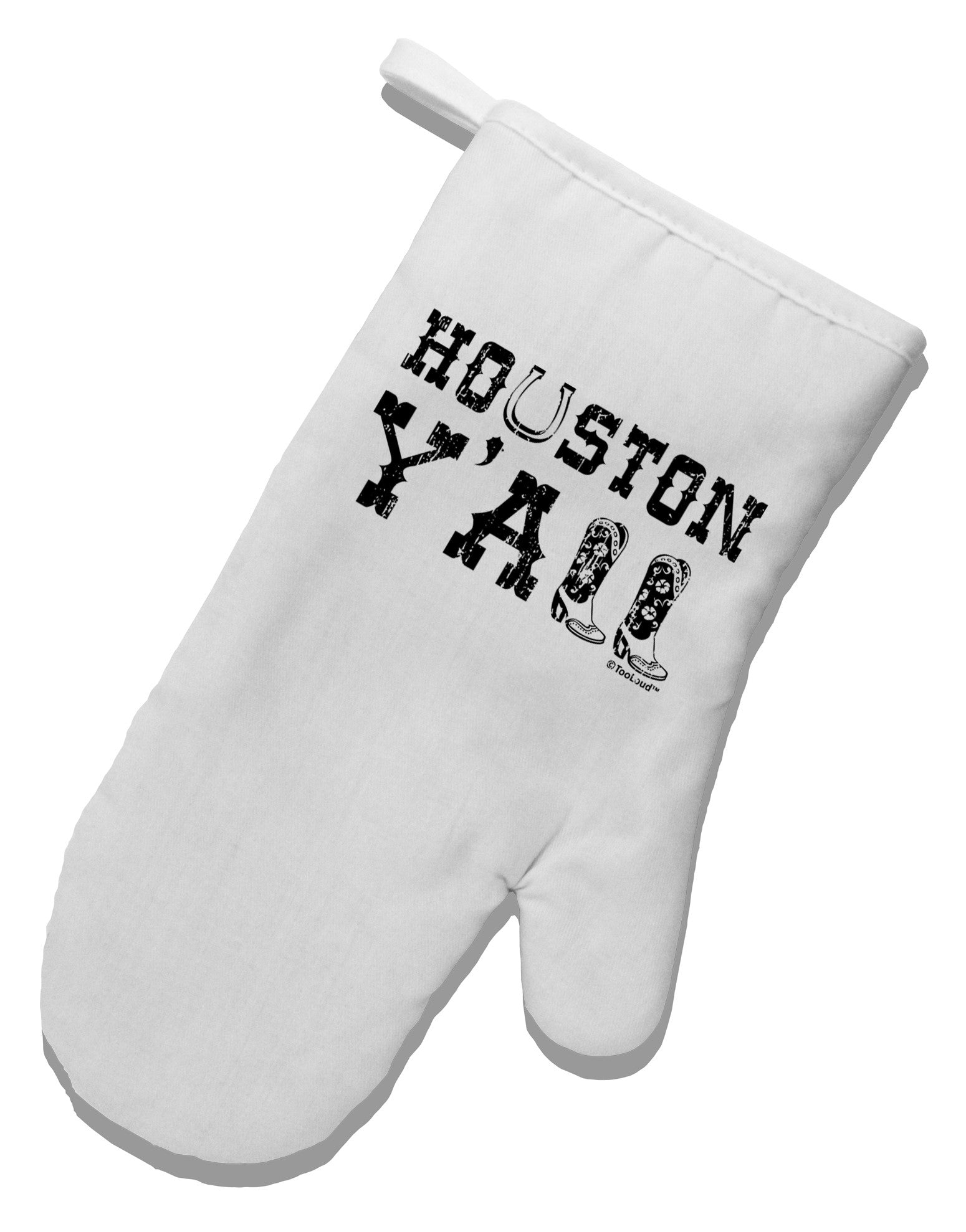 Houston Y'all - Boots - Texas Pride White Printed Fabric Oven Mitt by TooLoud-Oven Mitt-TooLoud-White-Davson Sales
