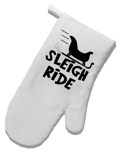 Sleigh Ride BnW White Printed Fabric Oven Mitt-Oven Mitt-TooLoud-White-Davson Sales