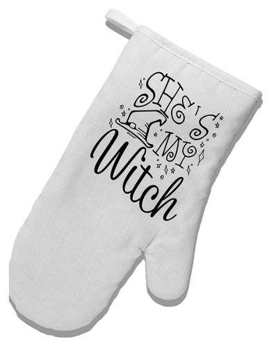 TooLoud She's My Witch White Printed Fabric Oven Mitt-OvenMitts-TooLoud-Davson Sales