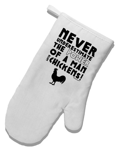 A Man With Chickens White Printed Fabric Oven Mitt by TooLoud-Oven Mitt-TooLoud-White-Davson Sales