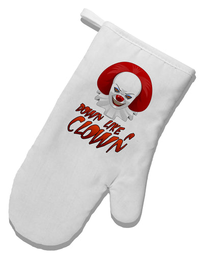 Down Like a Clown White Printed Fabric Oven Mitt-Oven Mitt-TooLoud-White-Davson Sales