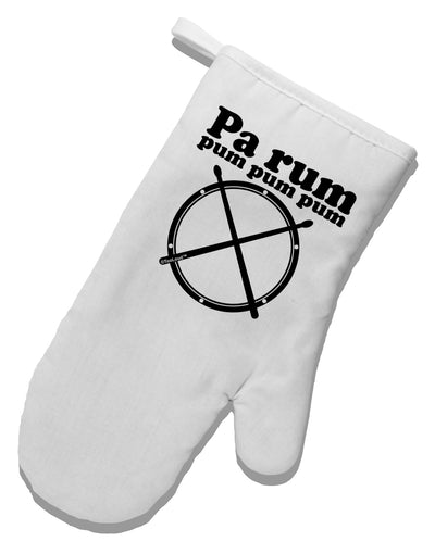 Pa Rum Pum Pum Pum BnW White Printed Fabric Oven Mitt-Oven Mitt-TooLoud-White-Davson Sales