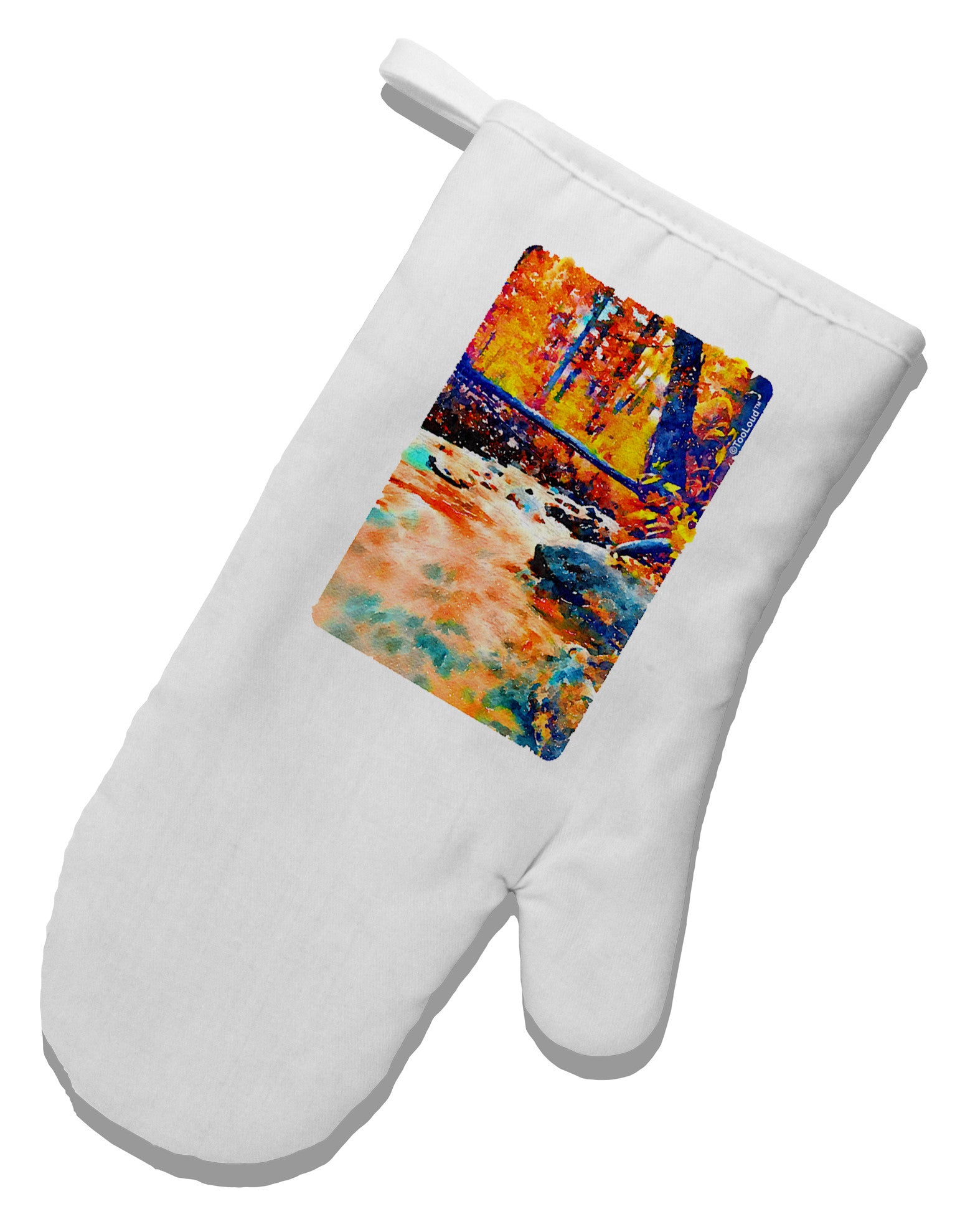 Mt Shavano Colorado Watercolor White Printed Fabric Oven Mitt-Oven Mitt-TooLoud-White-Davson Sales