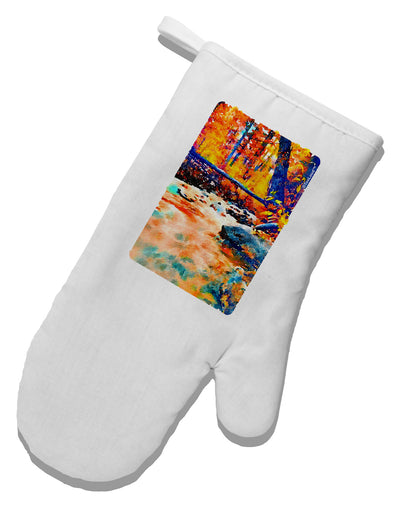 Mt Shavano Colorado Watercolor White Printed Fabric Oven Mitt-Oven Mitt-TooLoud-White-Davson Sales