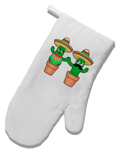 Fiesta Cactus Couple White Printed Fabric Oven Mitt by TooLoud-Oven Mitt-TooLoud-White-Davson Sales