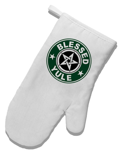 Blessed Yule Emblem White Printed Fabric Oven Mitt by TooLoud-TooLoud-White-Davson Sales