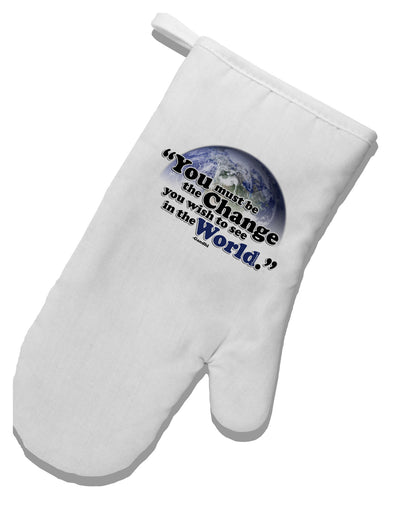 Change In The World Gandhi White Printed Fabric Oven Mitt-Oven Mitt-TooLoud-White-Davson Sales