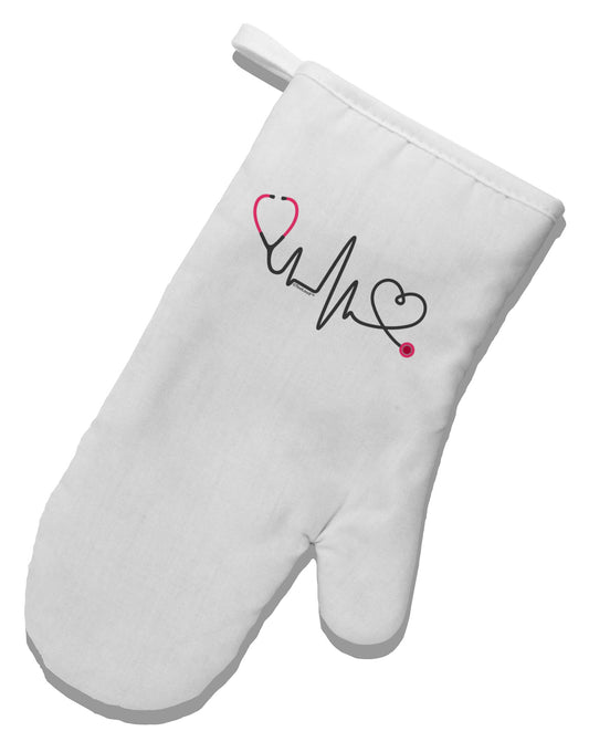 Stethoscope Heartbeat White Printed Fabric Oven Mitt-Oven Mitt-TooLoud-White-Davson Sales