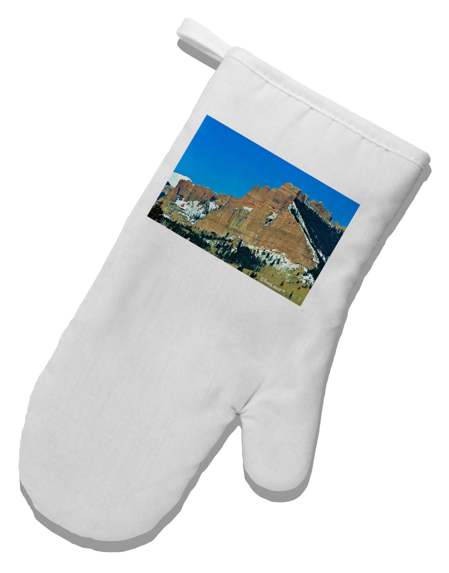 Colorado Snowy Mountains White Printed Fabric Oven Mitt-Oven Mitt-TooLoud-White-Davson Sales