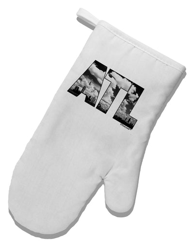 ATL Atlanta Text White Printed Fabric Oven Mitt by TooLoud-Oven Mitt-TooLoud-White-Davson Sales