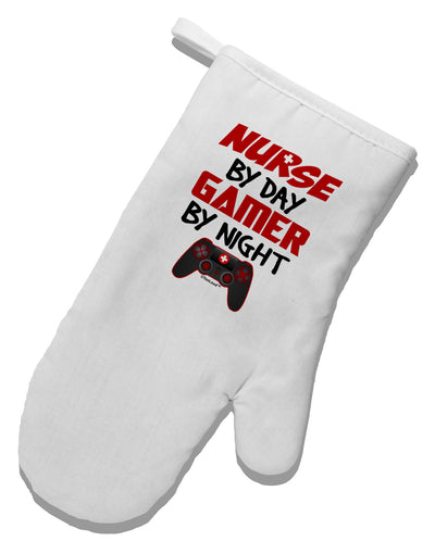 Nurse By Day Gamer By Night White Printed Fabric Oven Mitt-Oven Mitt-TooLoud-White-Davson Sales