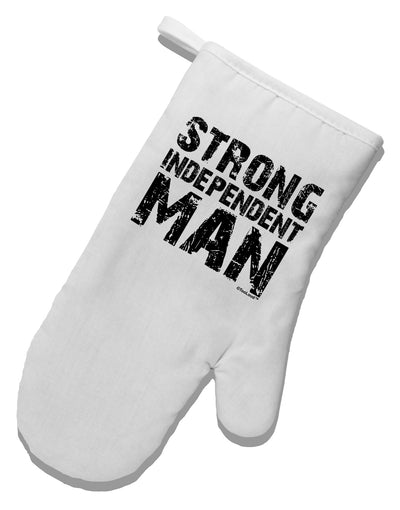 Strong Independent Man White Printed Fabric Oven Mitt-Oven Mitt-TooLoud-White-Davson Sales