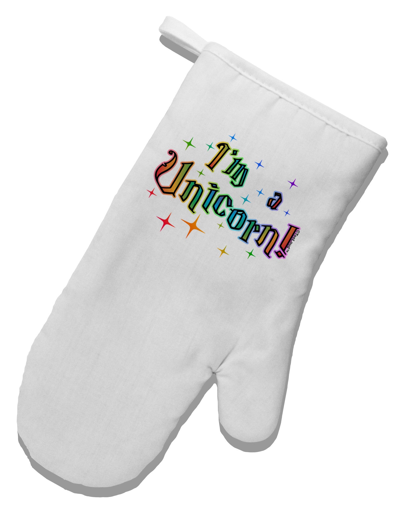 I'm a Unicorn Text White Printed Fabric Oven Mitt-Oven Mitt-TooLoud-White-Davson Sales