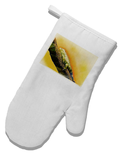 Iguana Watercolor White Printed Fabric Oven Mitt-Oven Mitt-TooLoud-White-Davson Sales