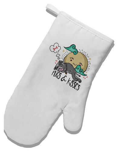 TooLoud Pugs and Kisses White Printed Fabric Oven Mitt-OvenMitts-TooLoud-Davson Sales