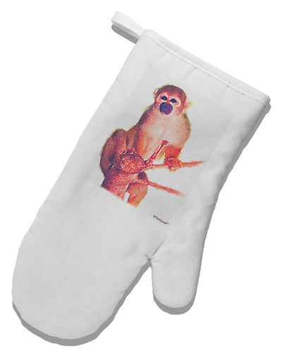 Monkey in Tree Watercolor White Printed Fabric Oven Mitt-Oven Mitt-TooLoud-White-Davson Sales