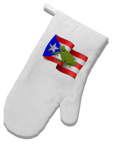 Puerto Rico Coqui White Printed Fabric Oven Mitt-Oven Mitt-TooLoud-White-Davson Sales