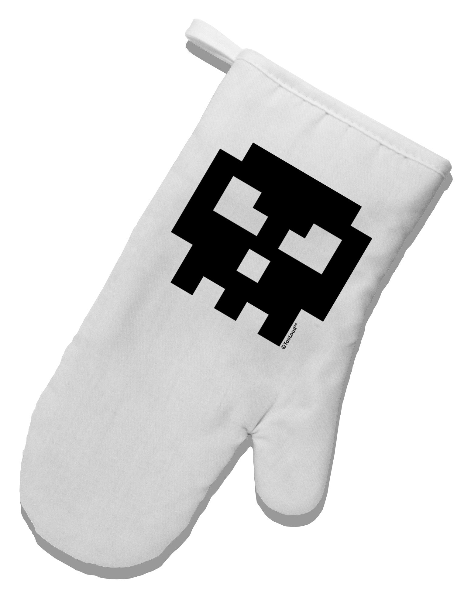 Retro 8-Bit Skull White Printed Fabric Oven Mitt-Oven Mitt-TooLoud-White-Davson Sales